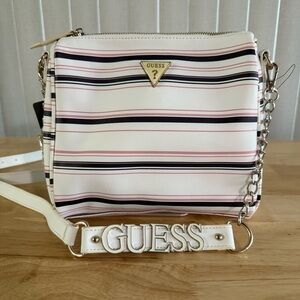 *SOLD* Guess Crossbody Purse Black Pink White Stripes NWT